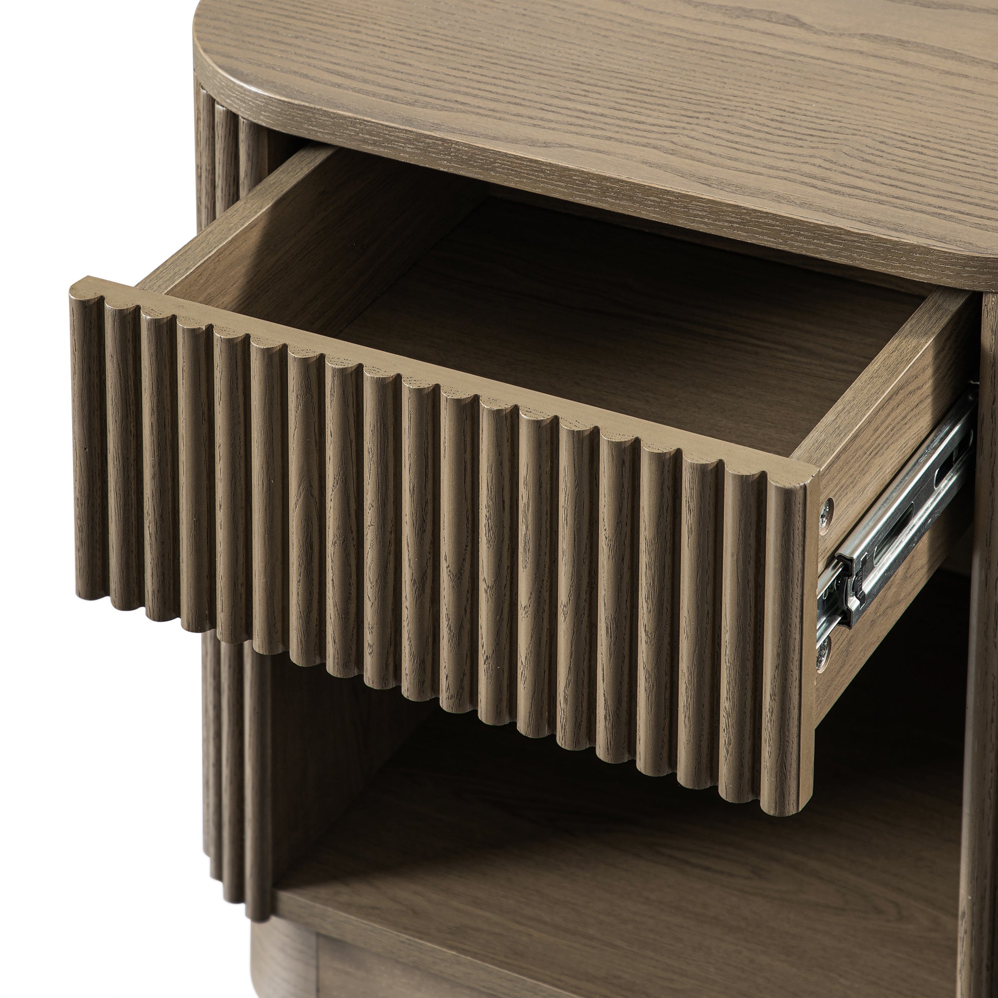 Maru 1-Drawer Bedside Table, Silver Oak