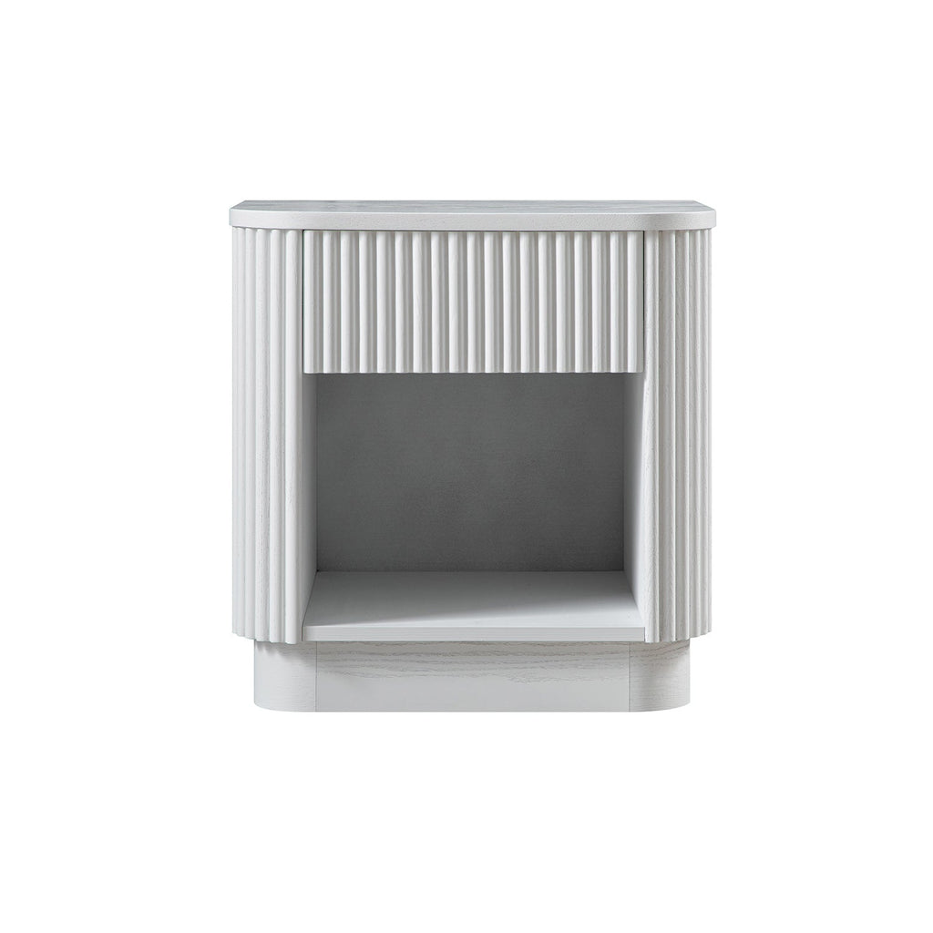 Maru 1-Drawer Bedside Table, Washed White