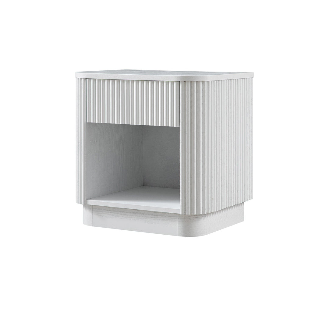Maru 1-Drawer Bedside Table, Washed White