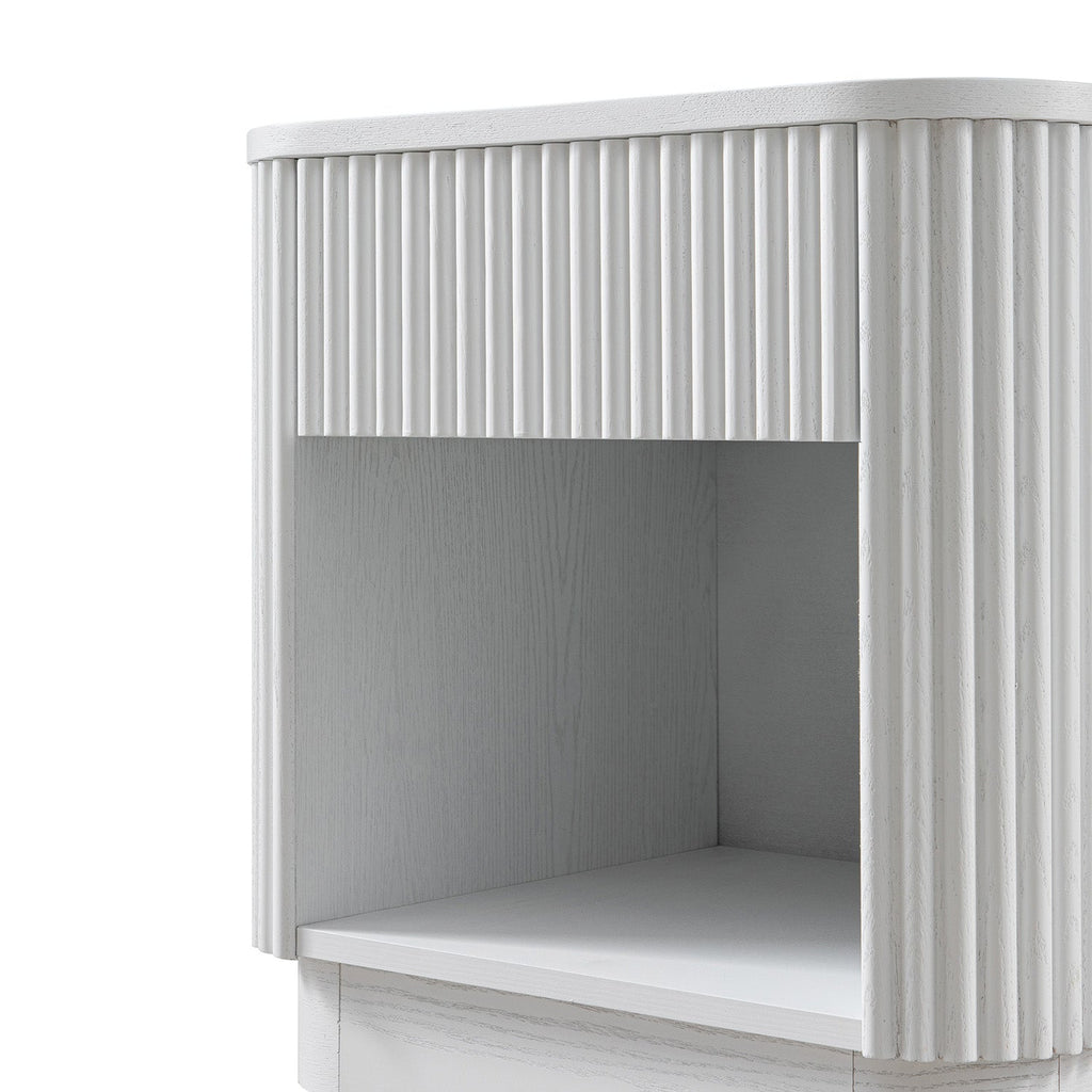 Maru 1-Drawer Bedside Table, Washed White