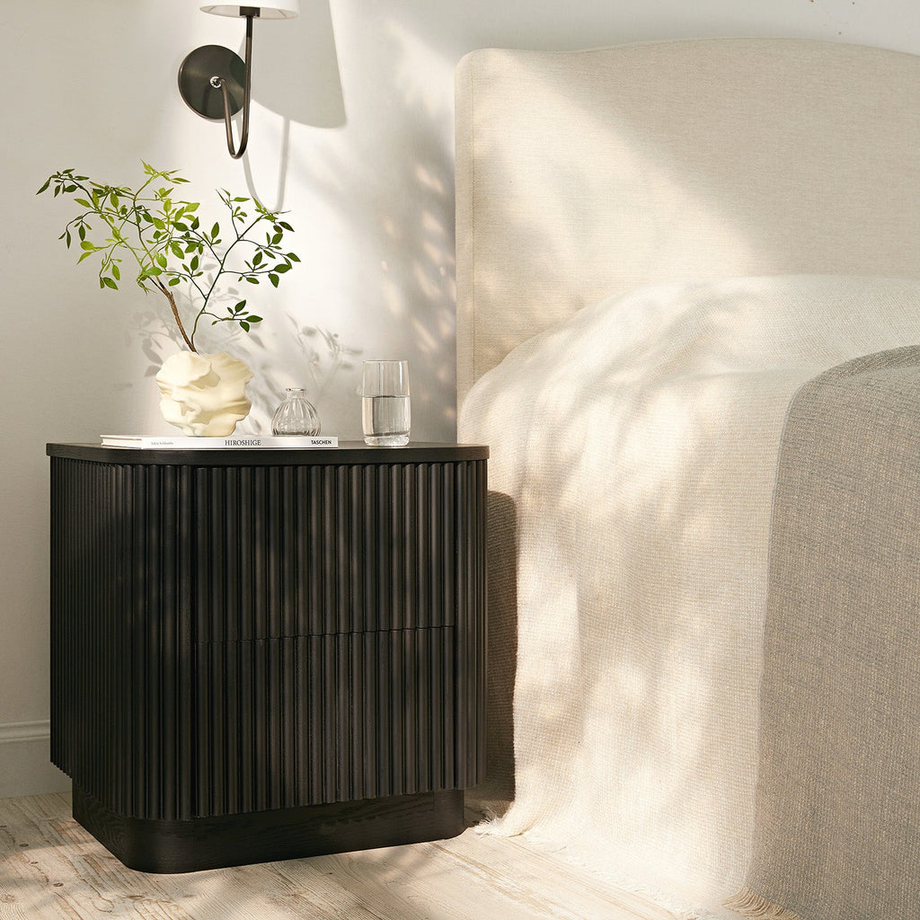 Maru 2-Drawer Bedside Table, Black