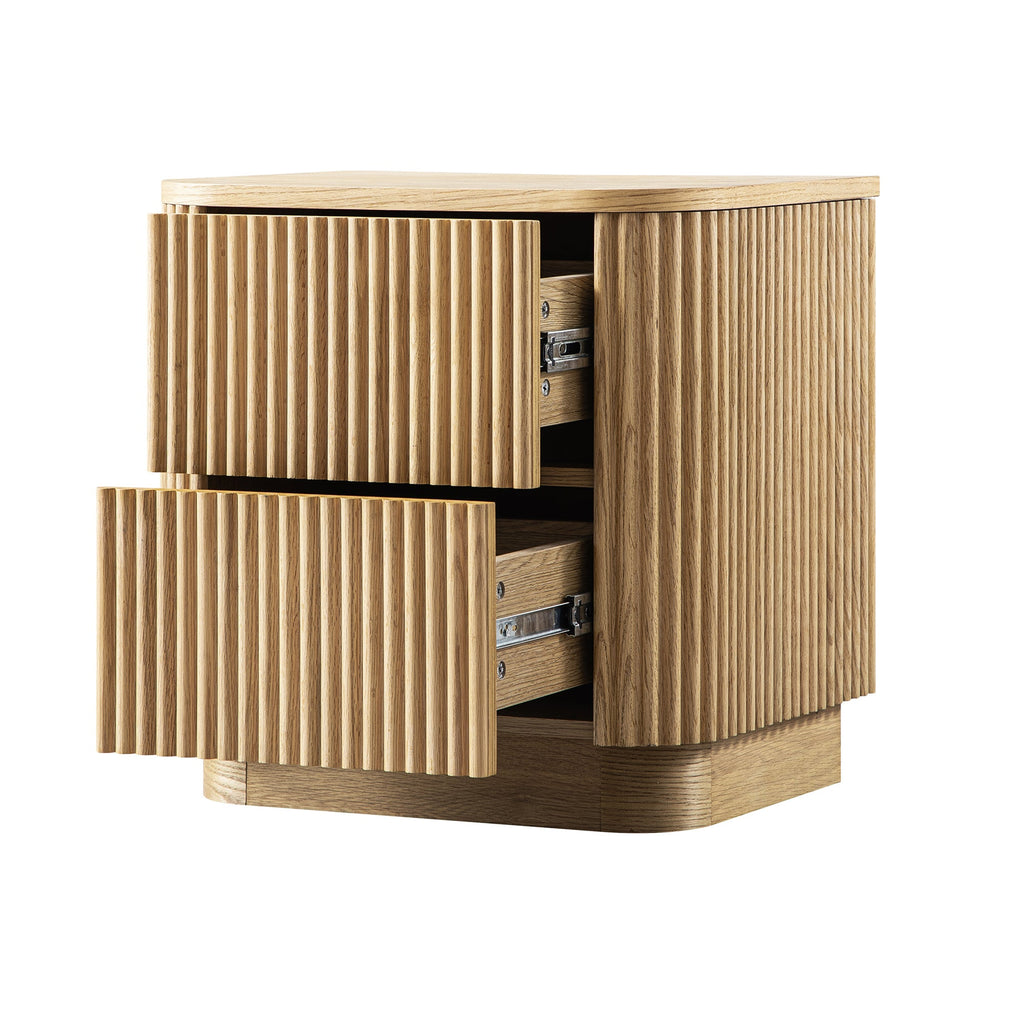 Maru 2-Drawer Bedside Table, Oak