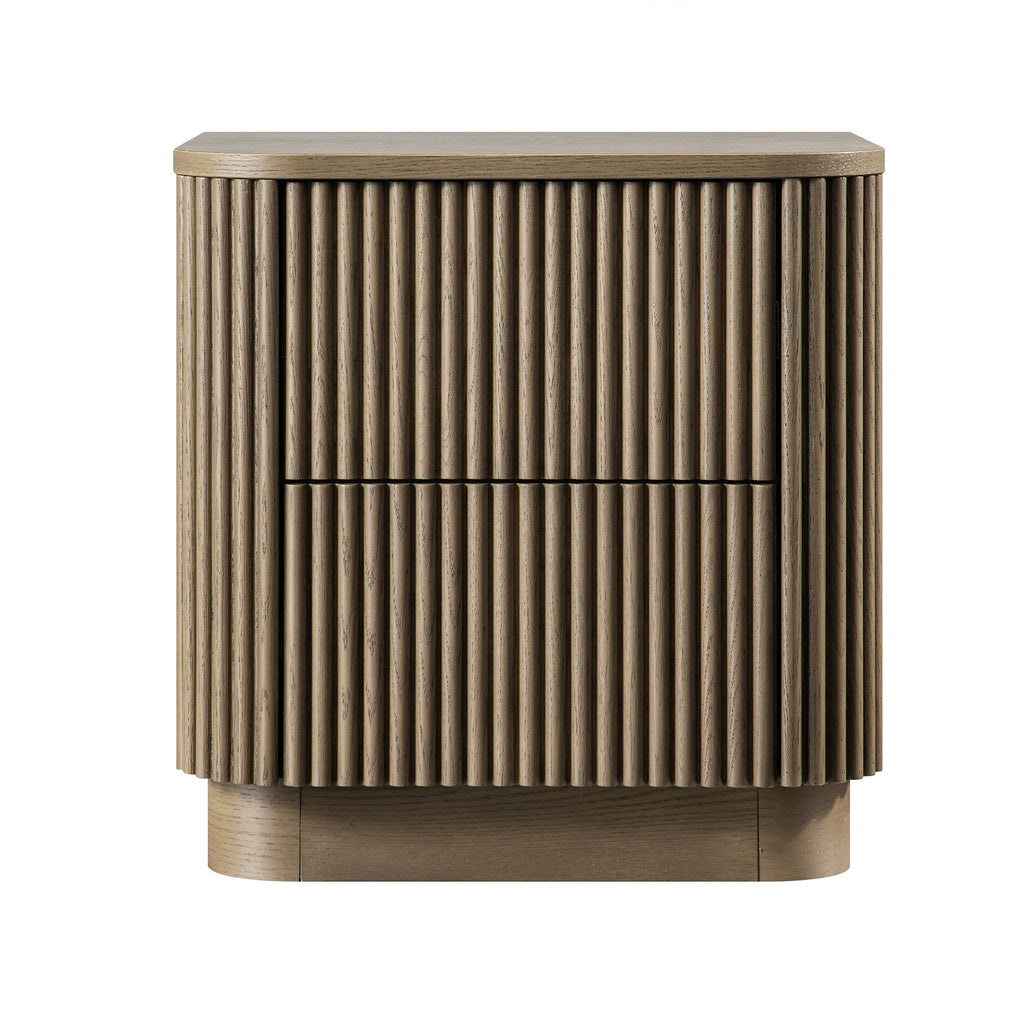 Maru 2-Drawer Bedside Table, Silver Oak