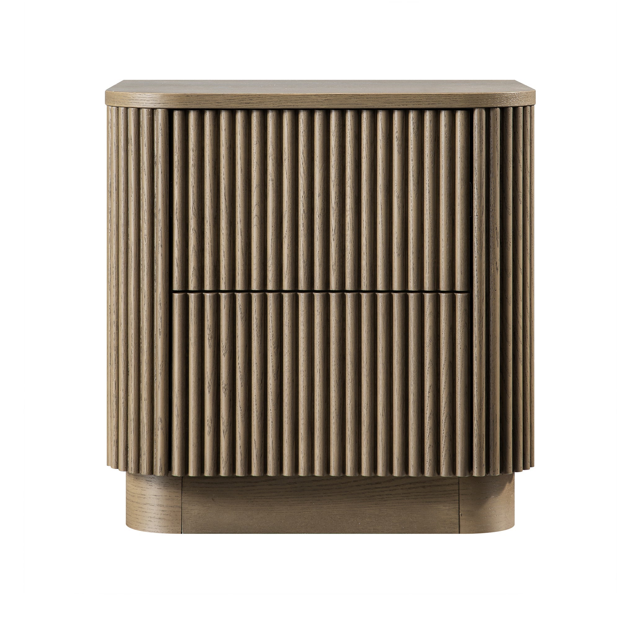 Maru 2-Drawer Bedside Table, Silver Oak