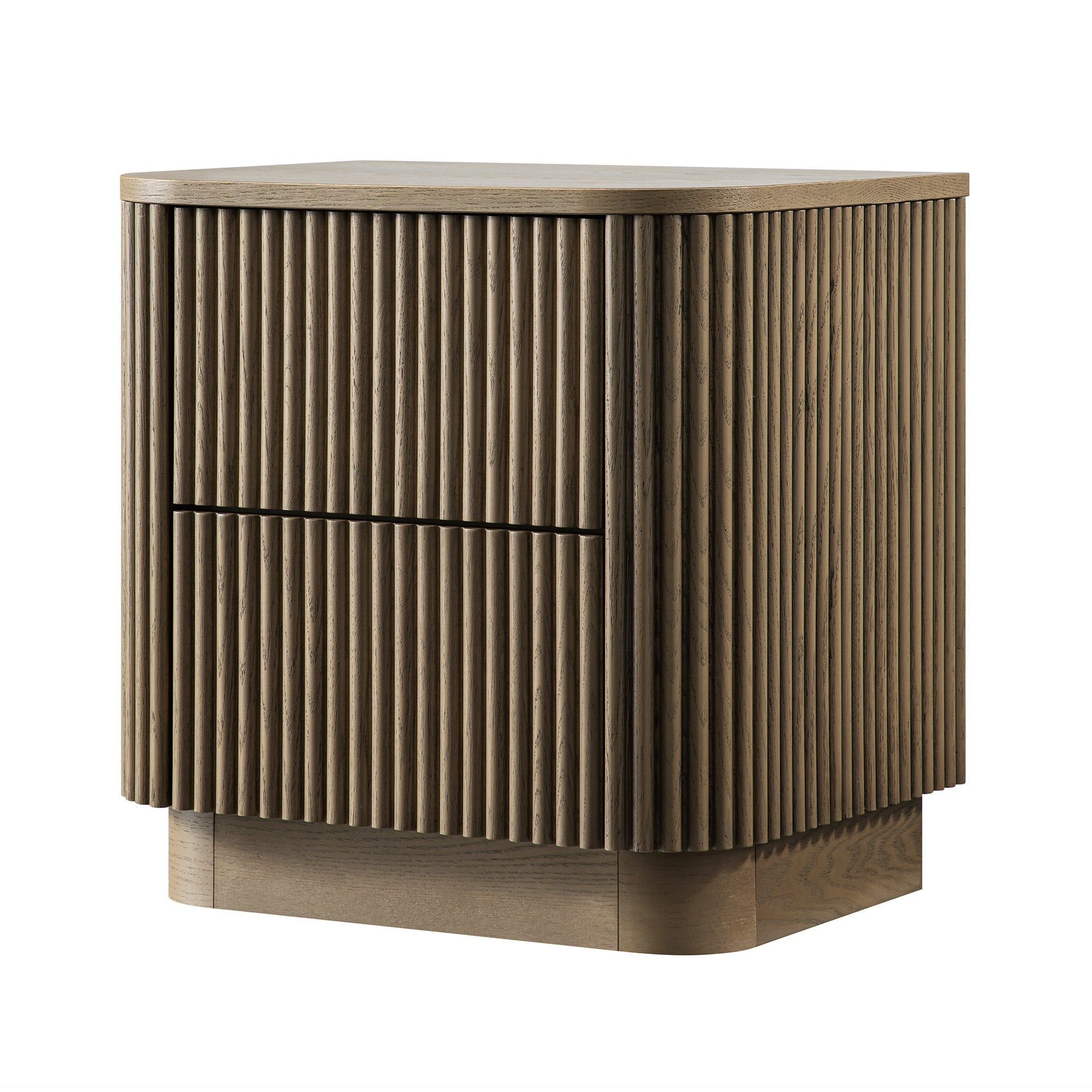 Maru 2-Drawer Bedside Table, Silver Oak