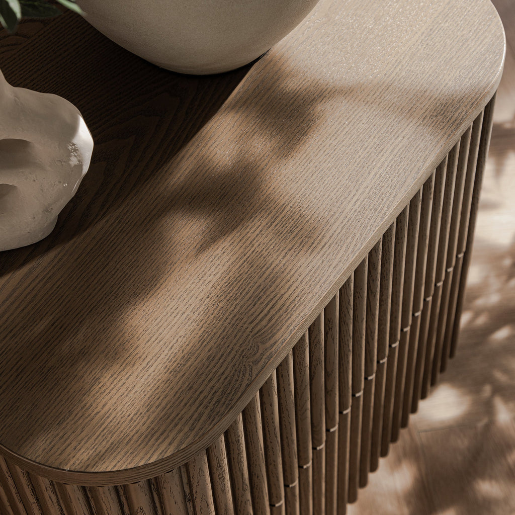 Maru 2-Drawer Bedside Table, Silver Oak