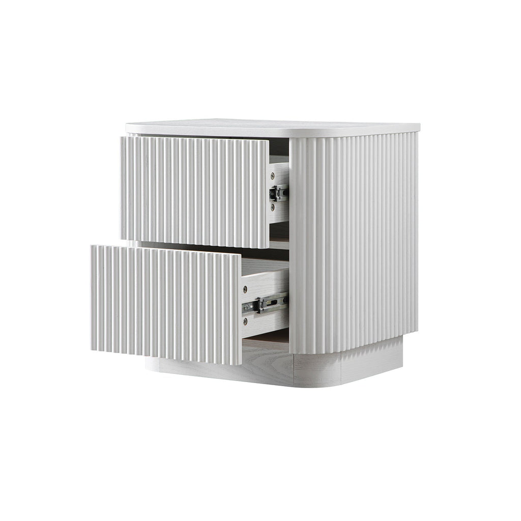 Maru 2-Drawer Bedside Table, Washed White