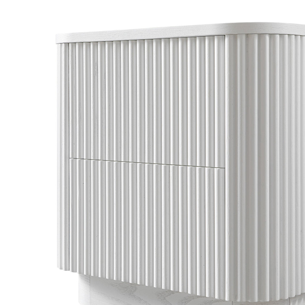 Maru 2-Drawer Bedside Table, Washed White