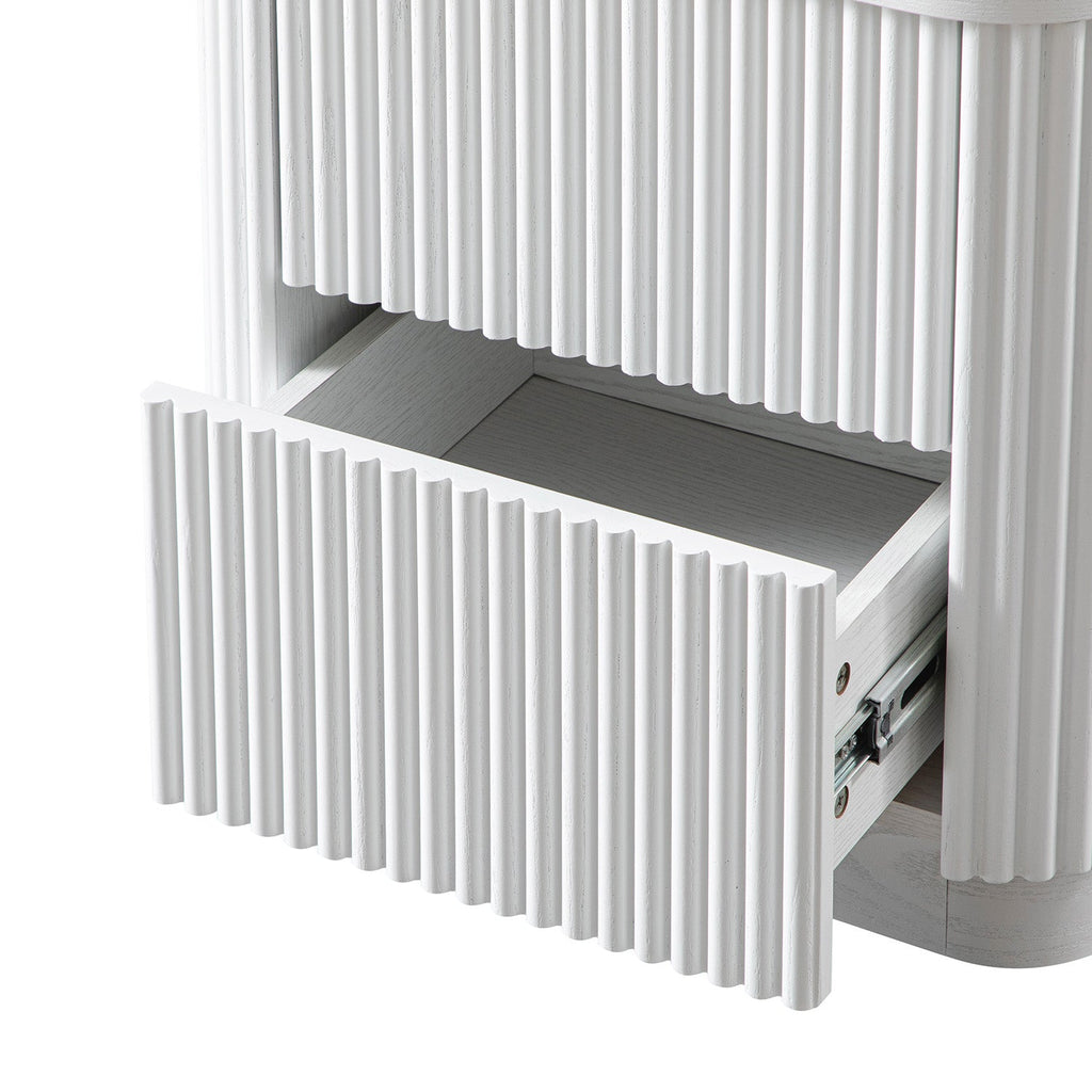 Maru 2-Drawer Bedside Table, Washed White