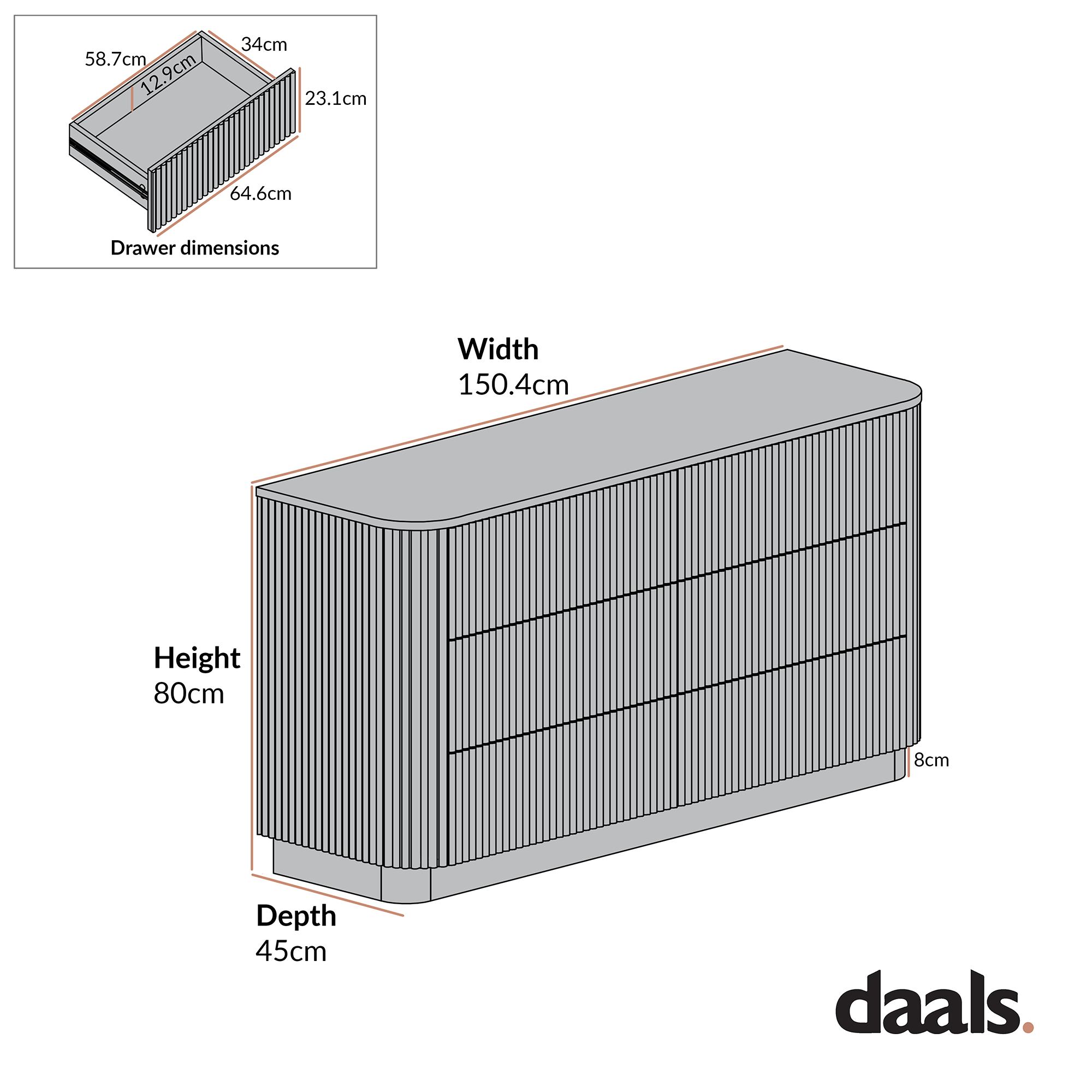 Maru Chest of 6 Drawers, Oak