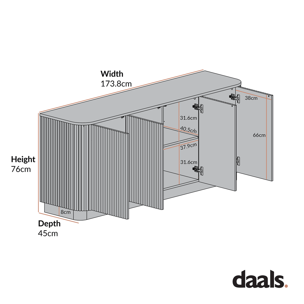 Maru Large 4-Door Sideboard, Black