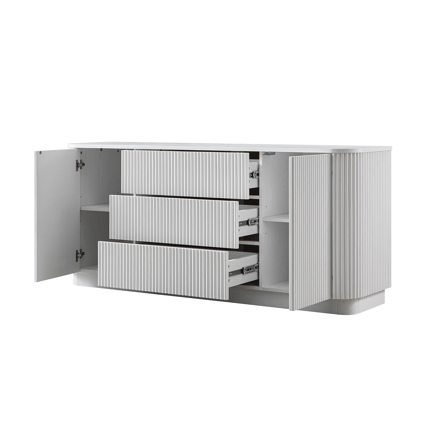 Maru Large 2-Door Sideboard with Drawers, Washed White