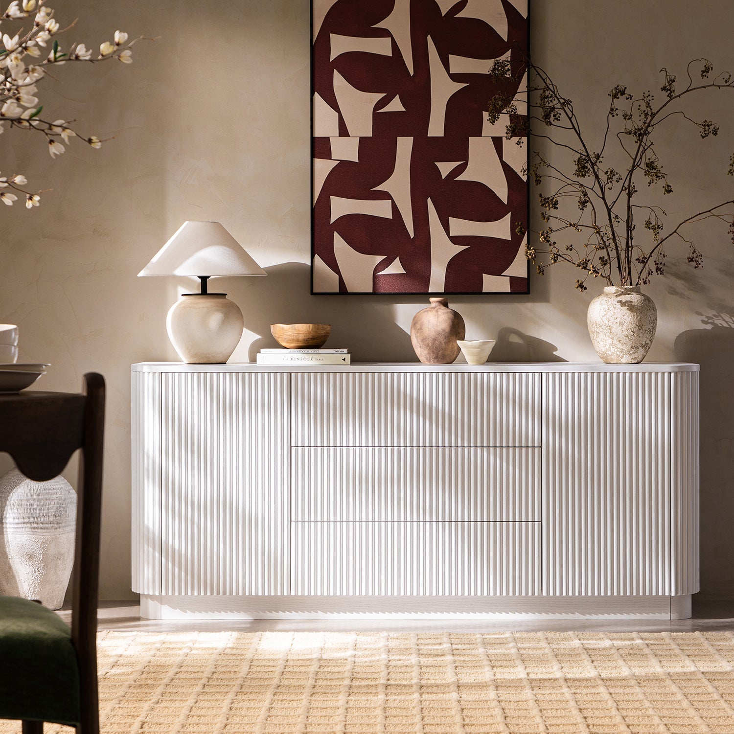 Maru Large 2-Door Sideboard with Drawers, Washed White