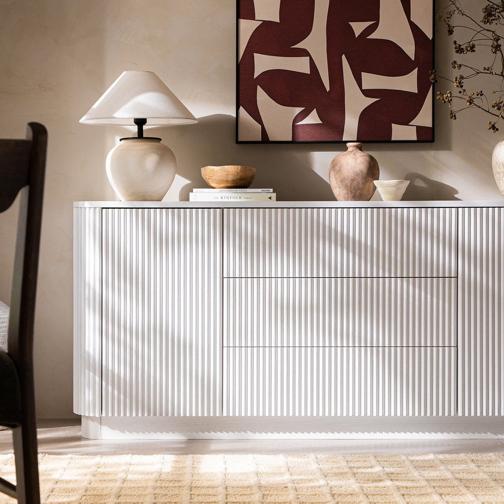 Maru Large 2-Door Sideboard with Drawers, Washed White
