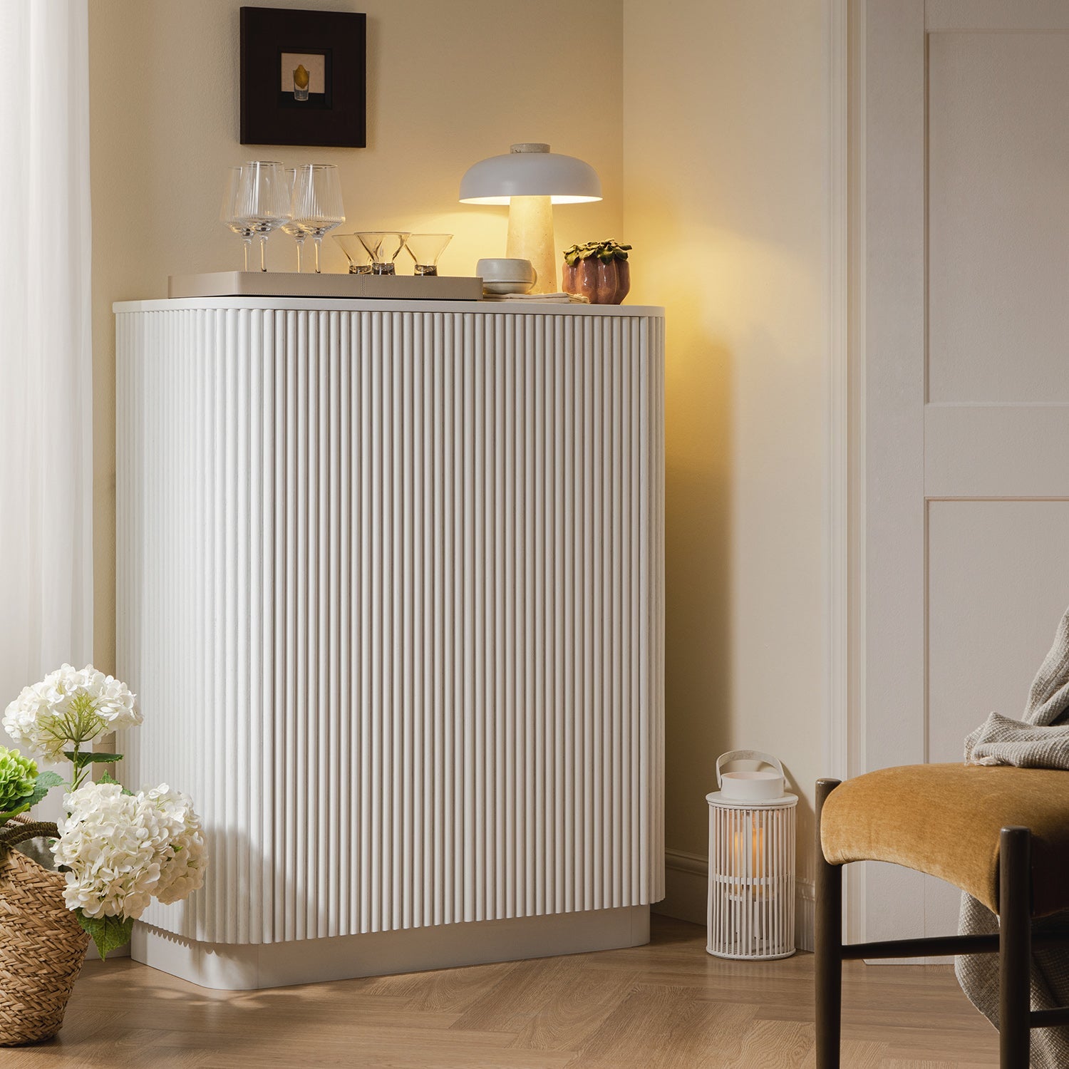 Maru Tall Cabinet, Washed White