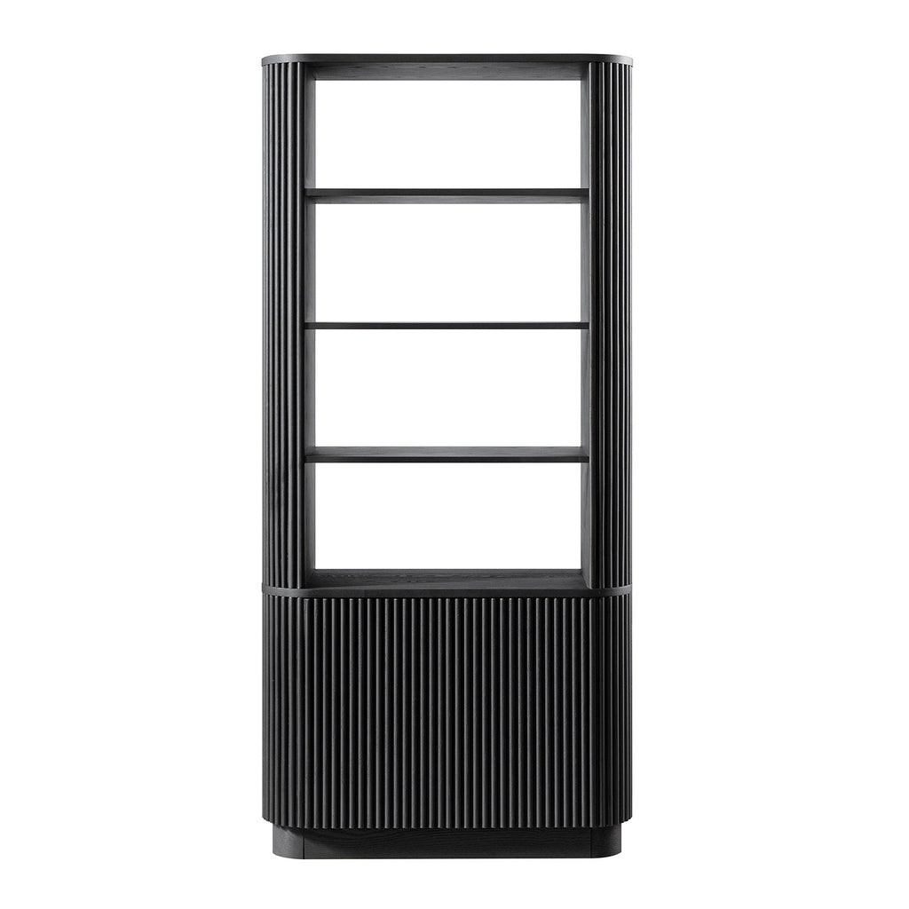 Maru Bookcase with Cabinet, Black