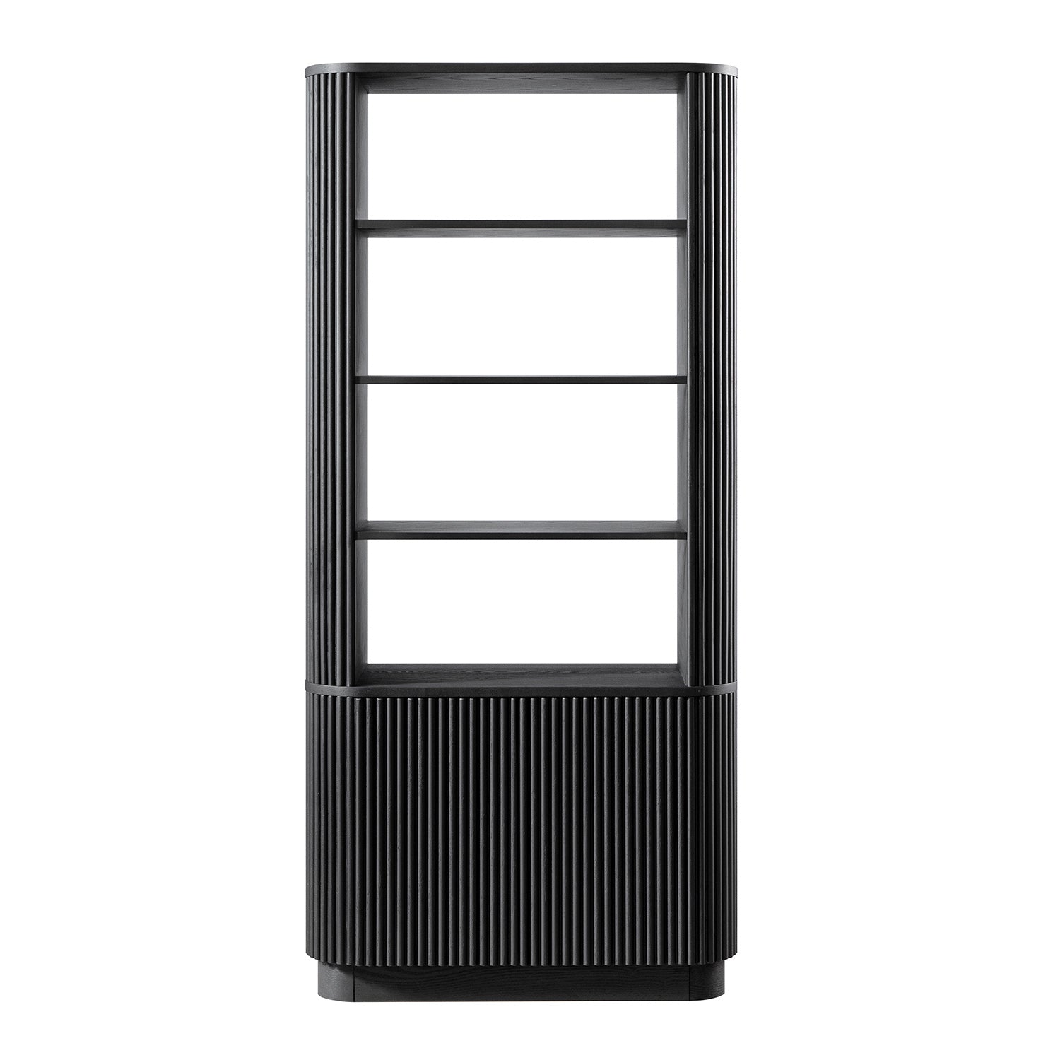Maru Bookcase with Cabinet, Black