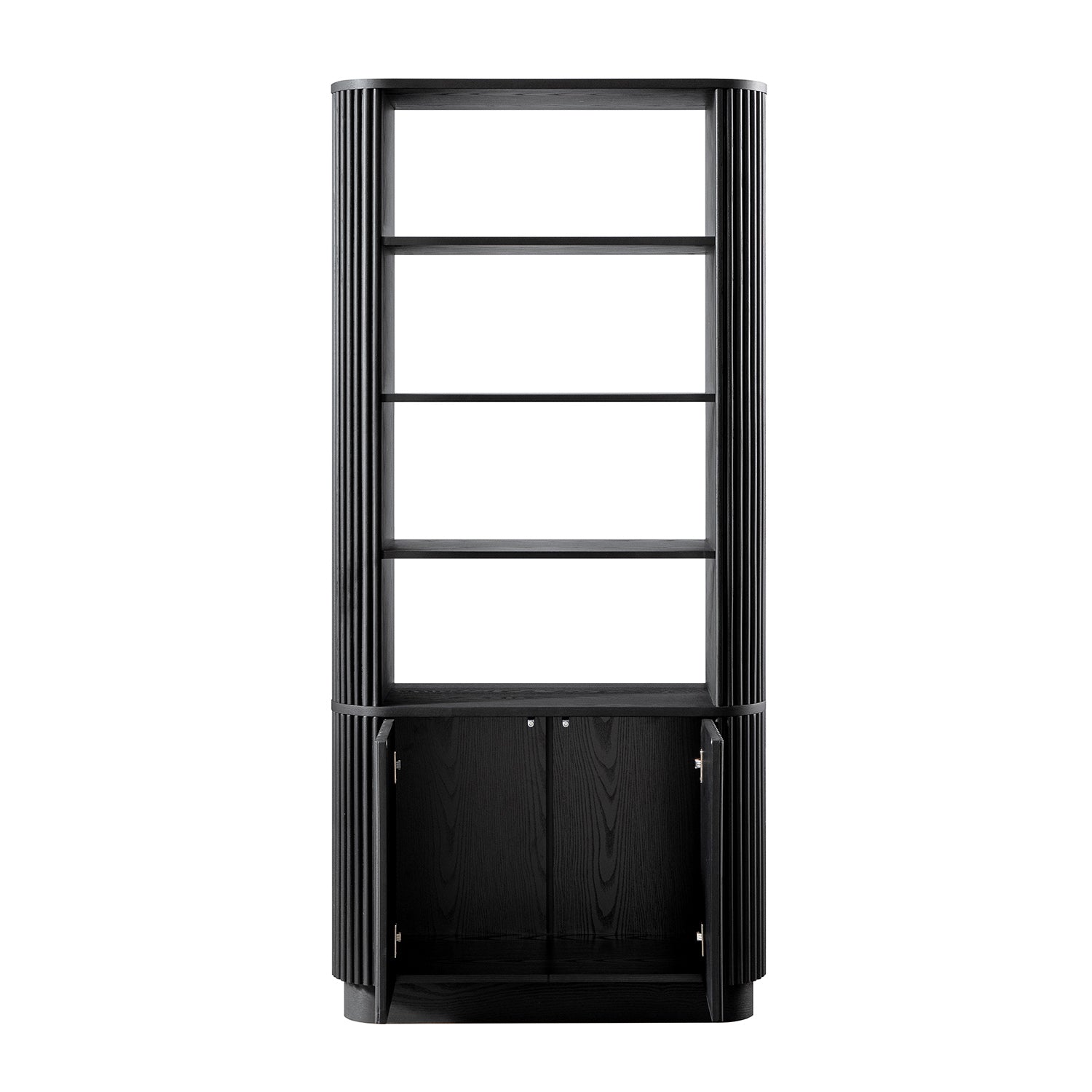 Maru Bookcase with Cabinet, Black