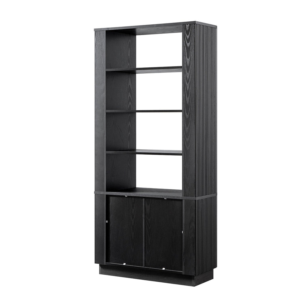 Maru Bookcase with Cabinet, Black