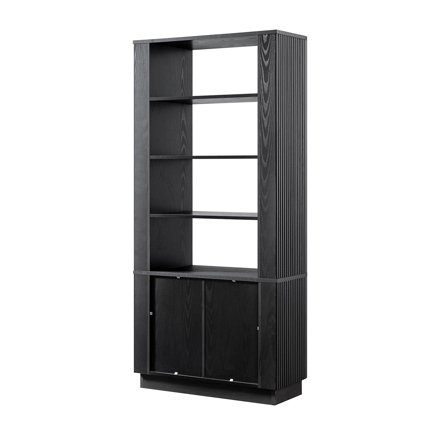 Maru Bookcase with Cabinet, Black