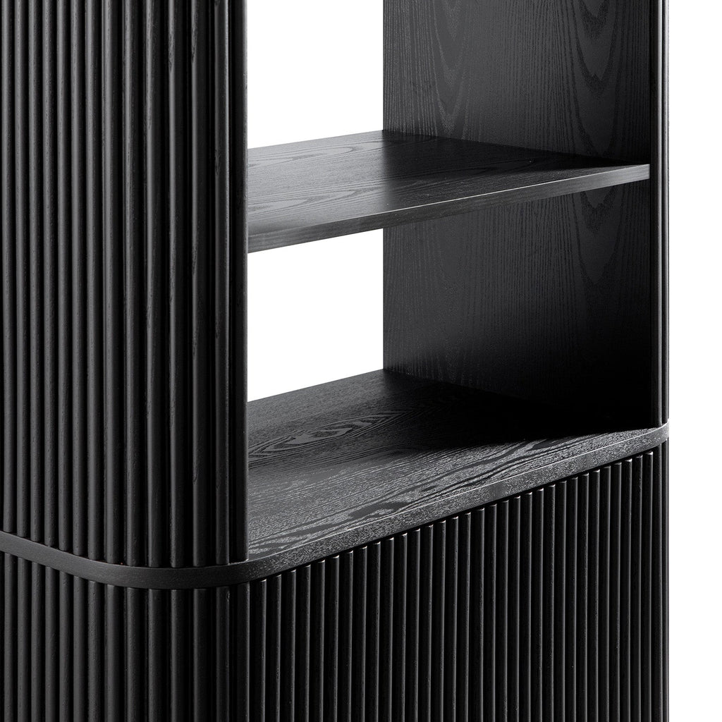 Maru Bookcase with Cabinet, Black