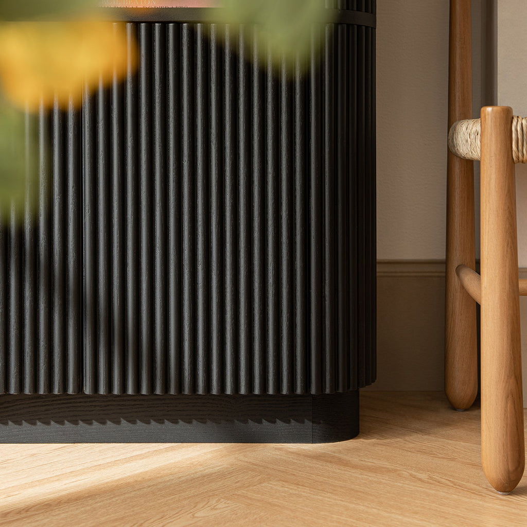 Maru Bookcase with Cabinet, Black