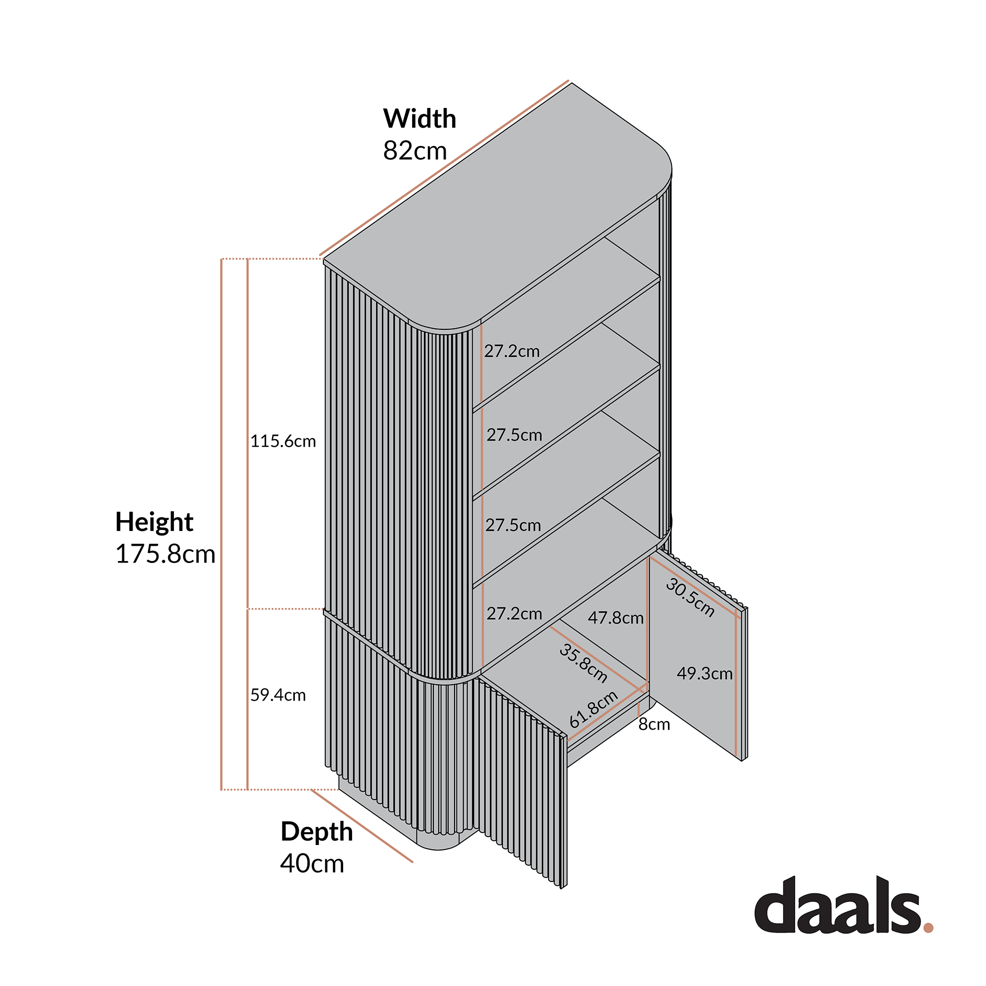 Maru Bookcase with Cabinet, Oak