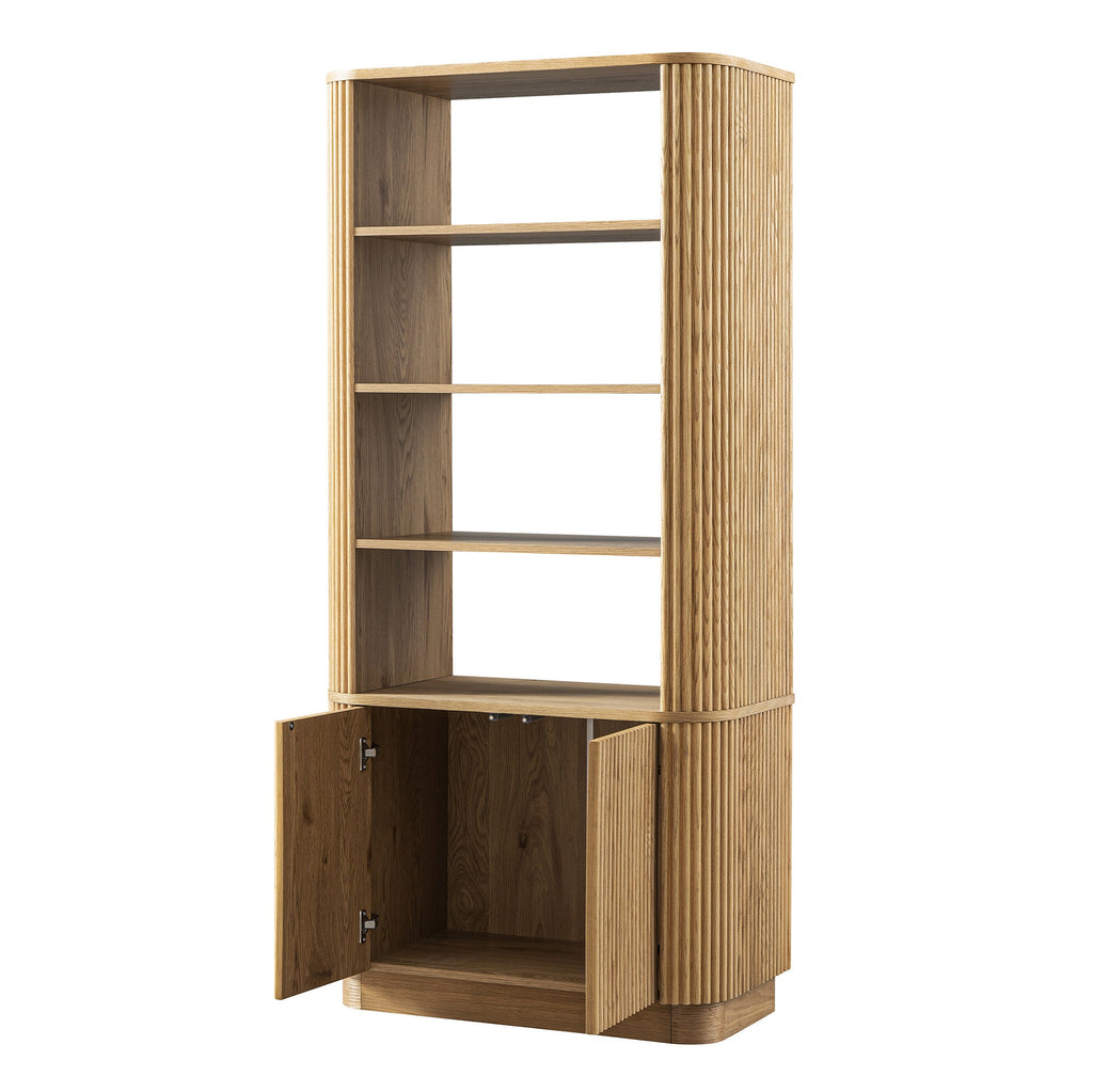 Maru Bookcase with Cabinet, Oak