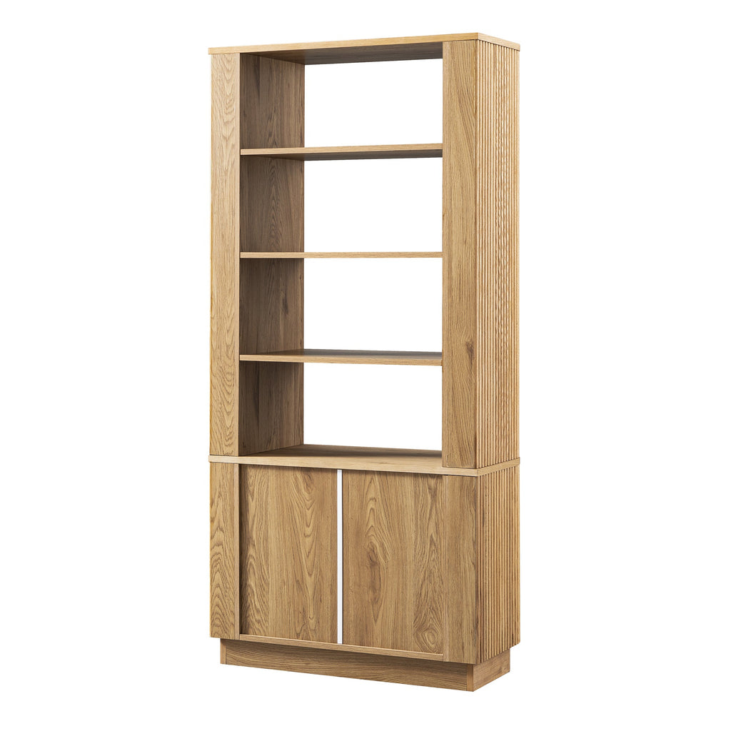Maru Bookcase with Cabinet, Oak