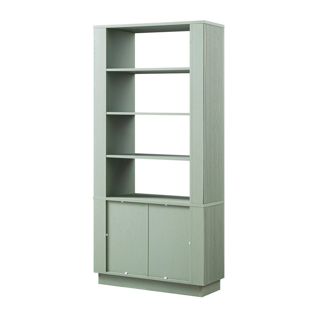 Maru Bookcase with Cabinet, Sage Green