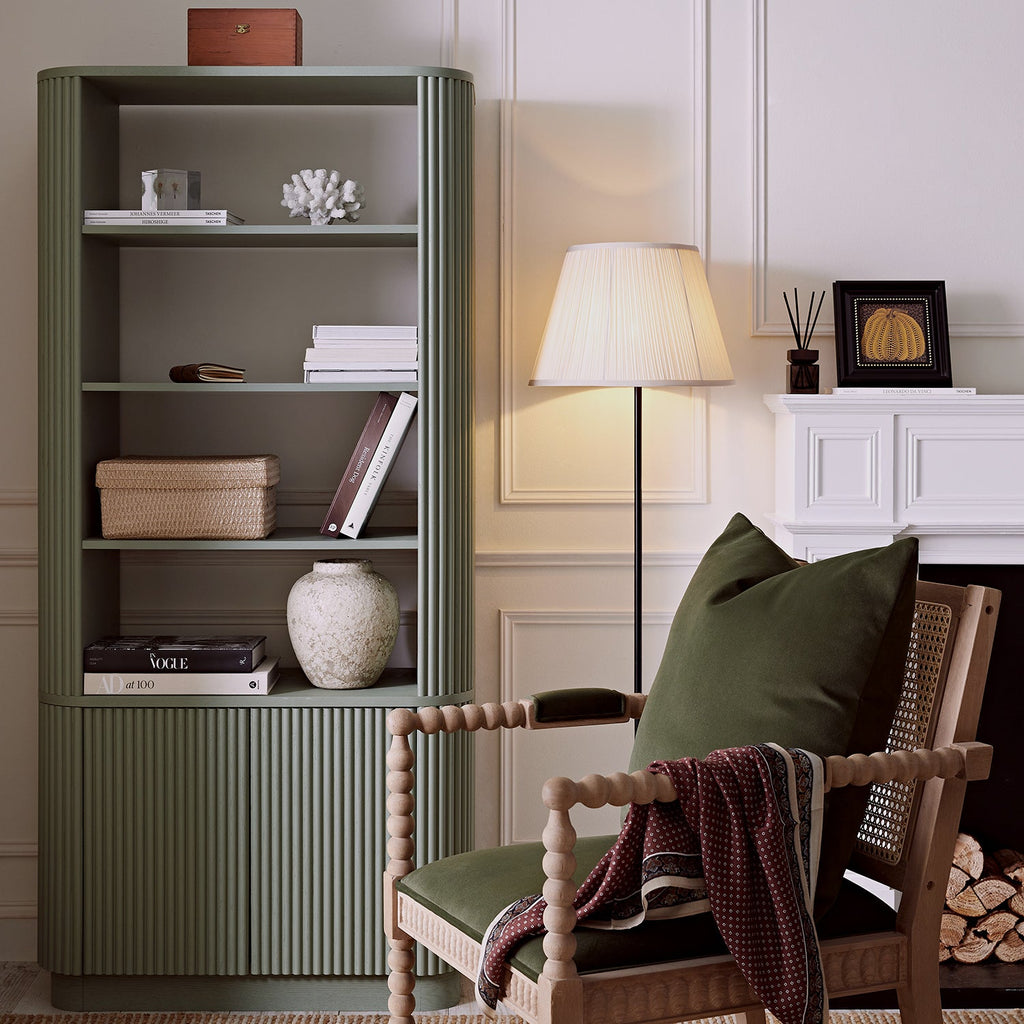 Maru Bookcase with Cabinet, Sage Green