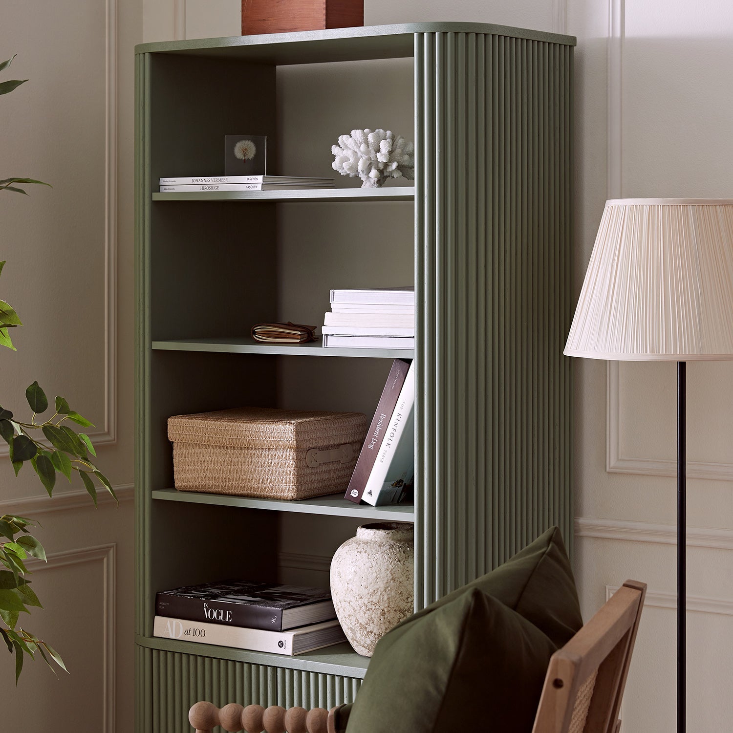 Maru Bookcase with Cabinet, Sage Green
