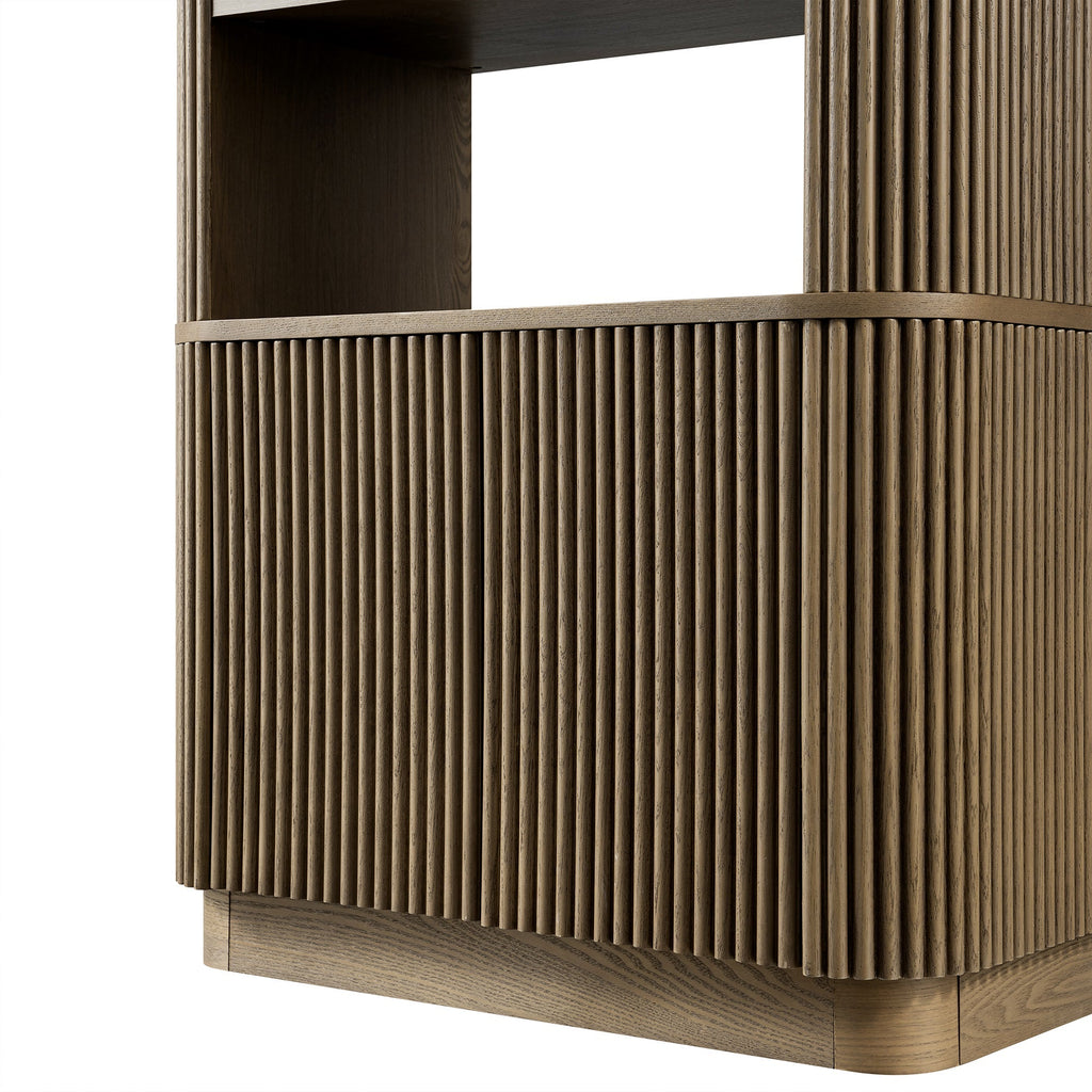 Maru Bookcase with Cabinet, Silver Oak