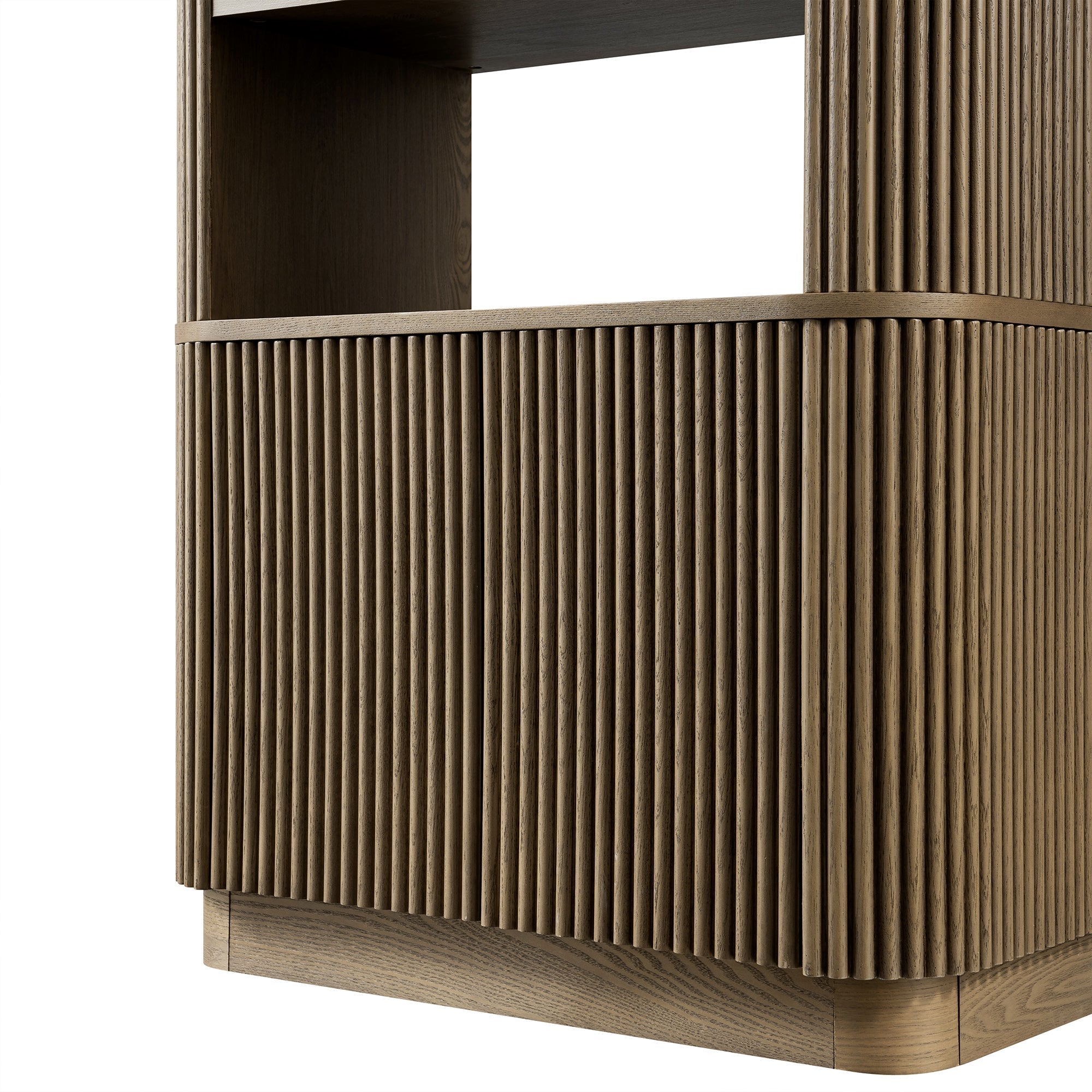 Maru Bookcase with Cabinet, Silver Oak