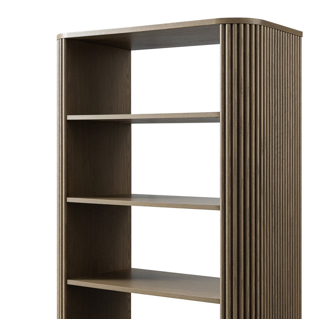 Maru Bookcase with Cabinet, Silver Oak