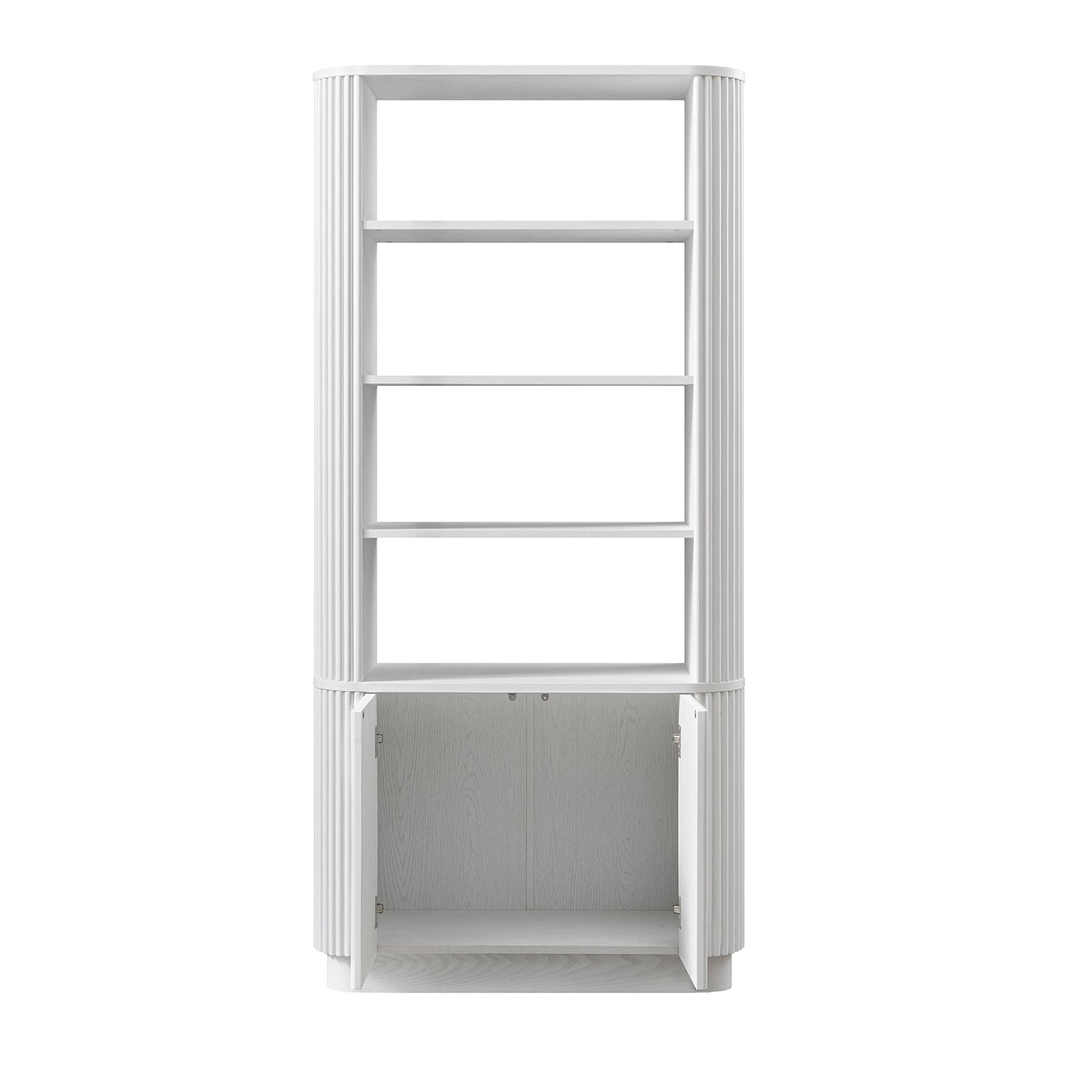 Maru Bookcase with Cabinet, Washed White
