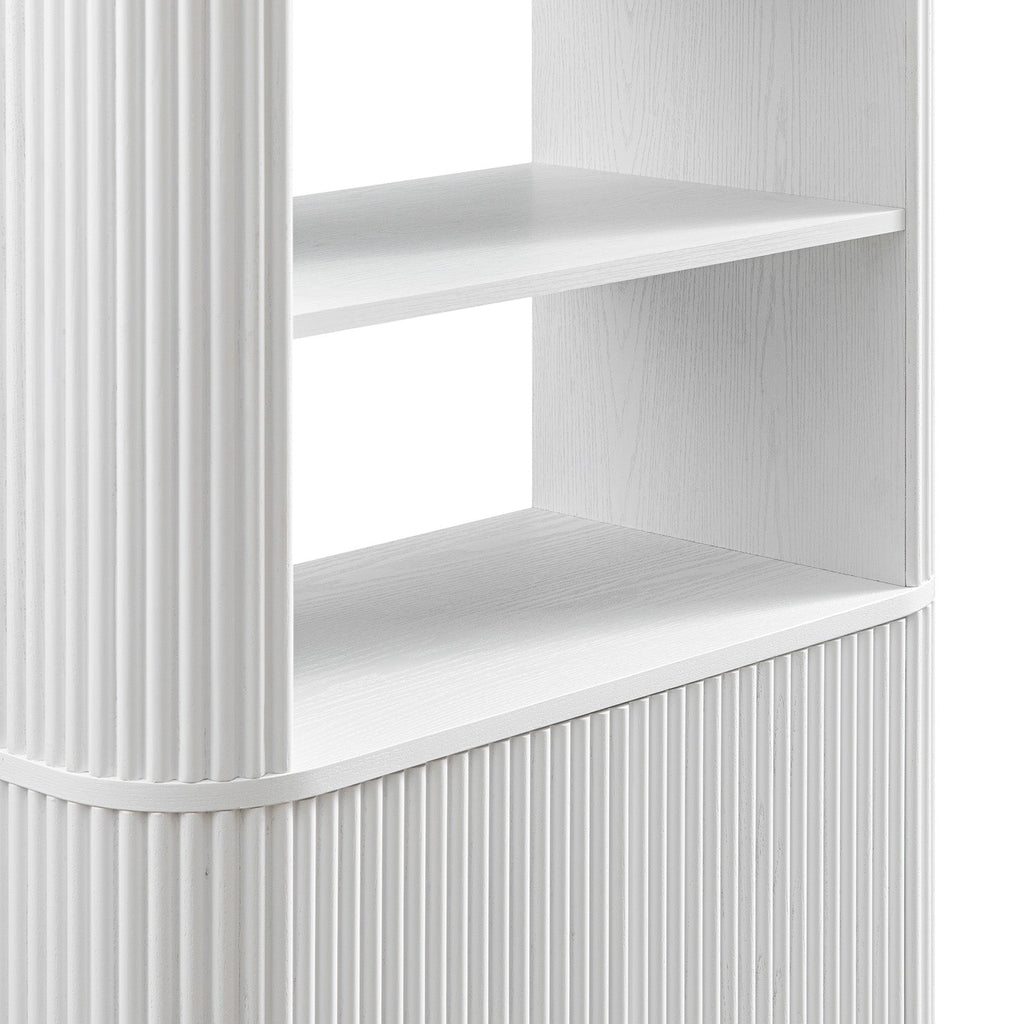 Maru Bookcase with Cabinet, Washed White