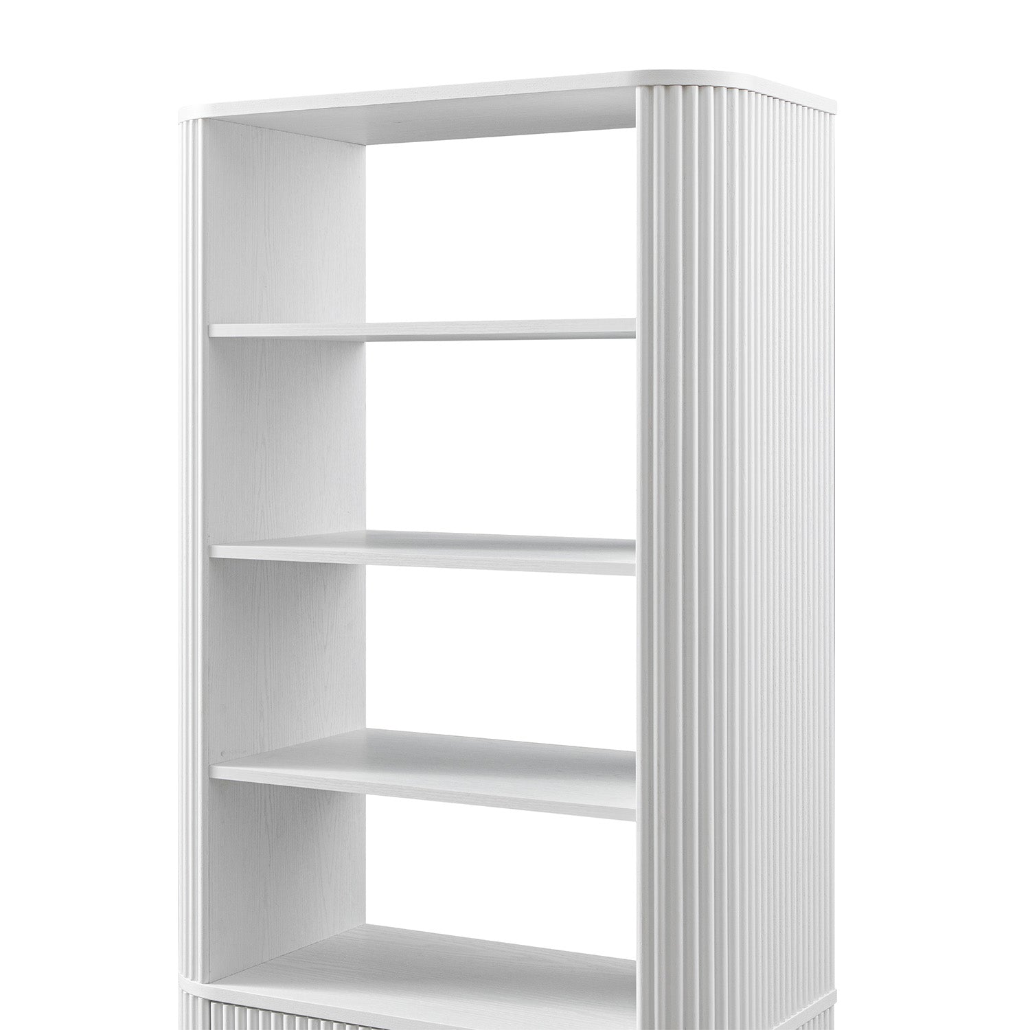 Maru Bookcase with Cabinet, Washed White