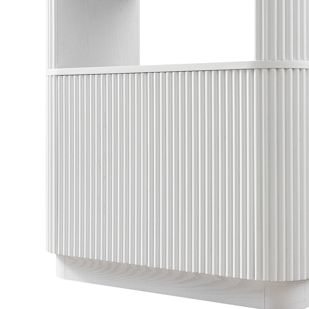 Maru Bookcase with Cabinet, Washed White