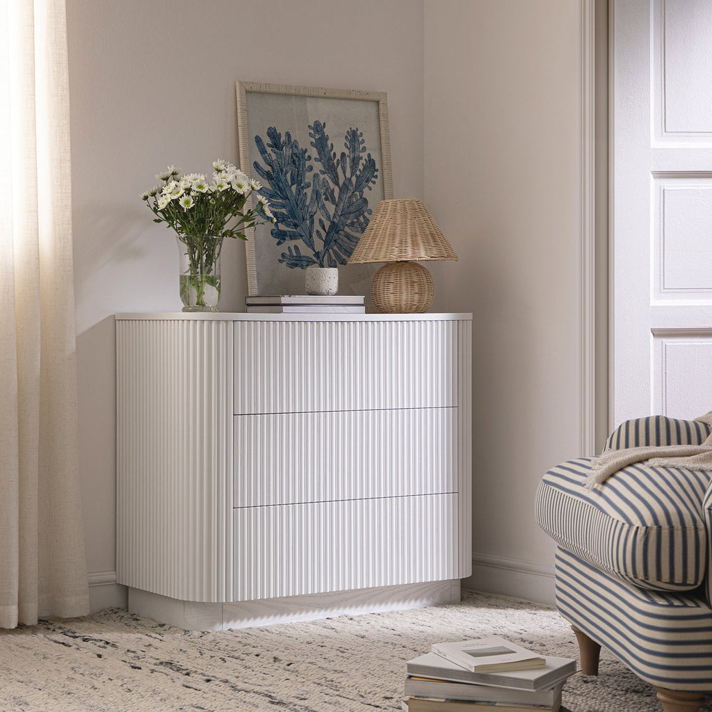 Maru Chest of 3 Drawers, Washed White