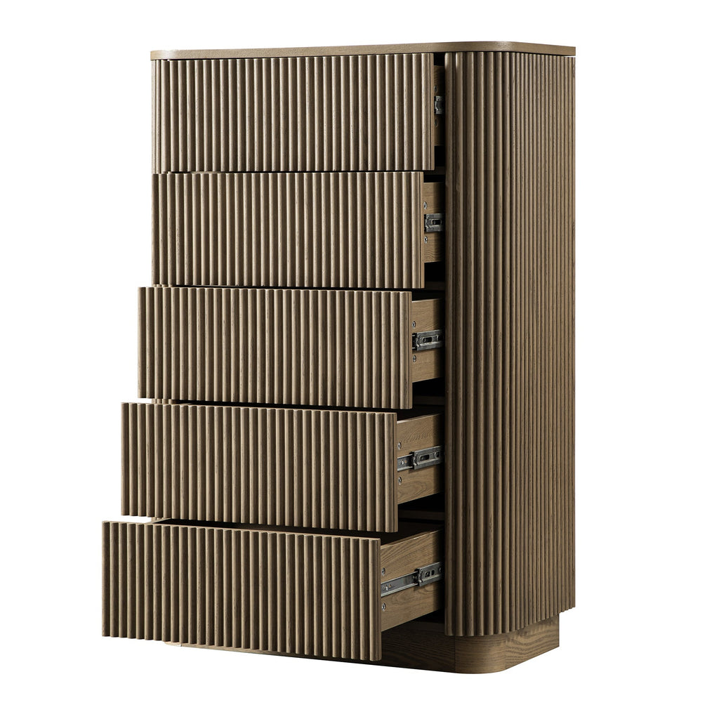 Maru Chest of 5 Drawers, Silver Oak