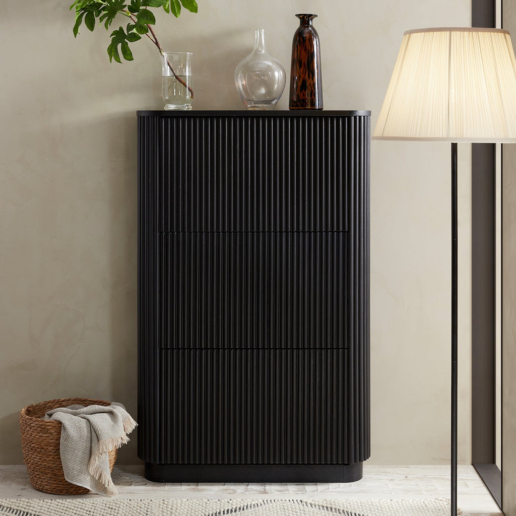 Maru 3-Door Shoe Storage Cabinet, Black