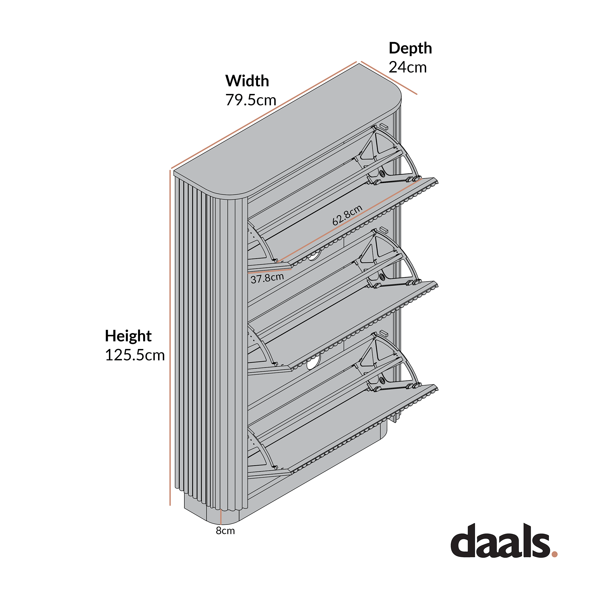 Maru 3-Door Shoe Storage Cabinet, Black