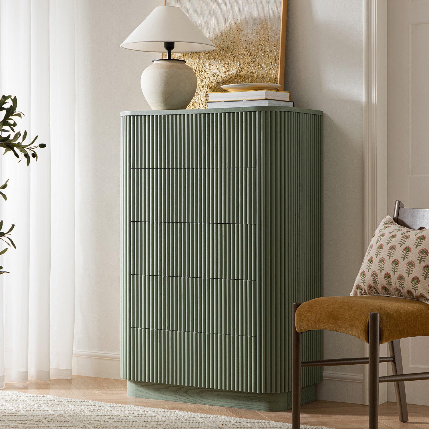 Maru 3-Door Shoe Storage Cabinet, Sage Green