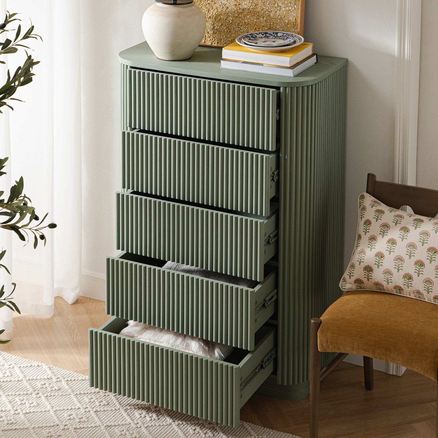 Maru 3-Door Shoe Storage Cabinet, Sage Green