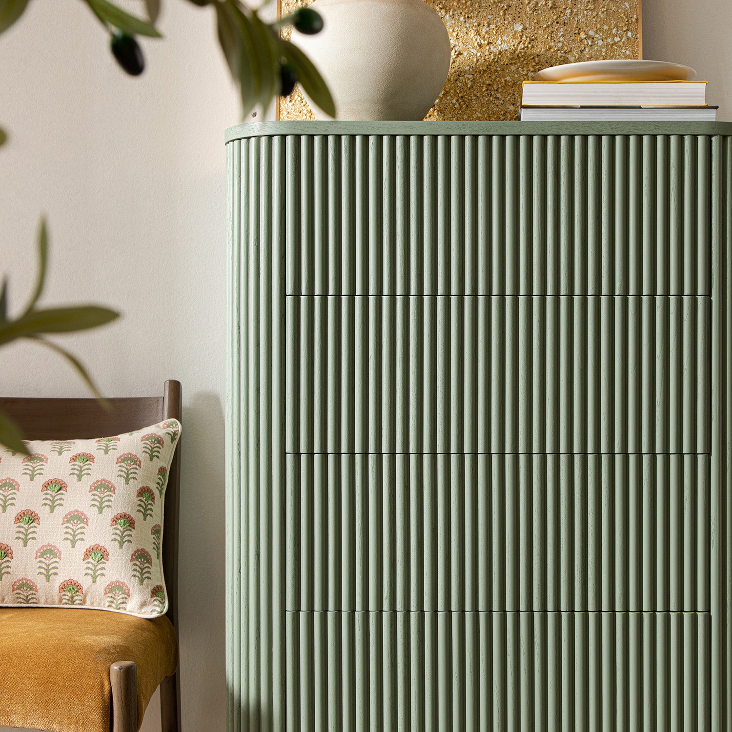 Maru 3-Door Shoe Storage Cabinet, Sage Green