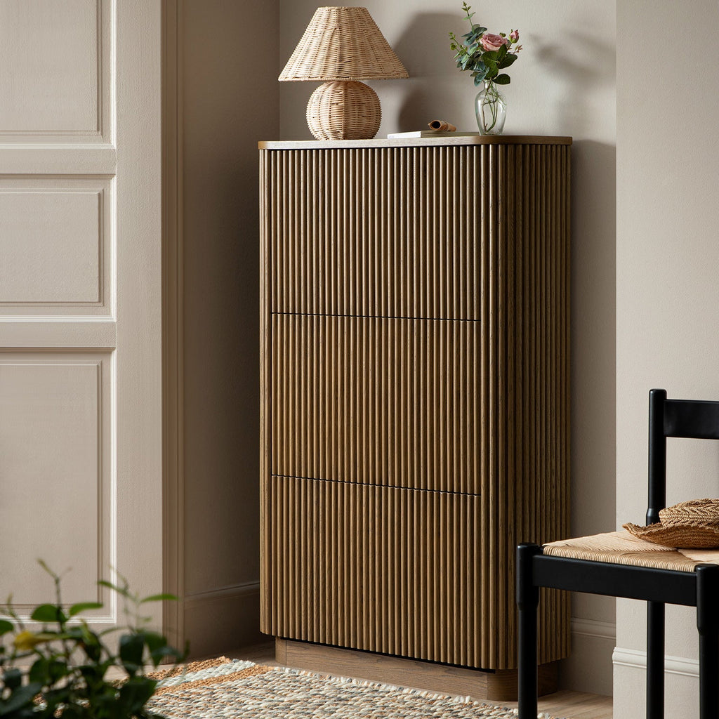 Maru 3-Door Shoe Storage Cabinet, Silver Oak