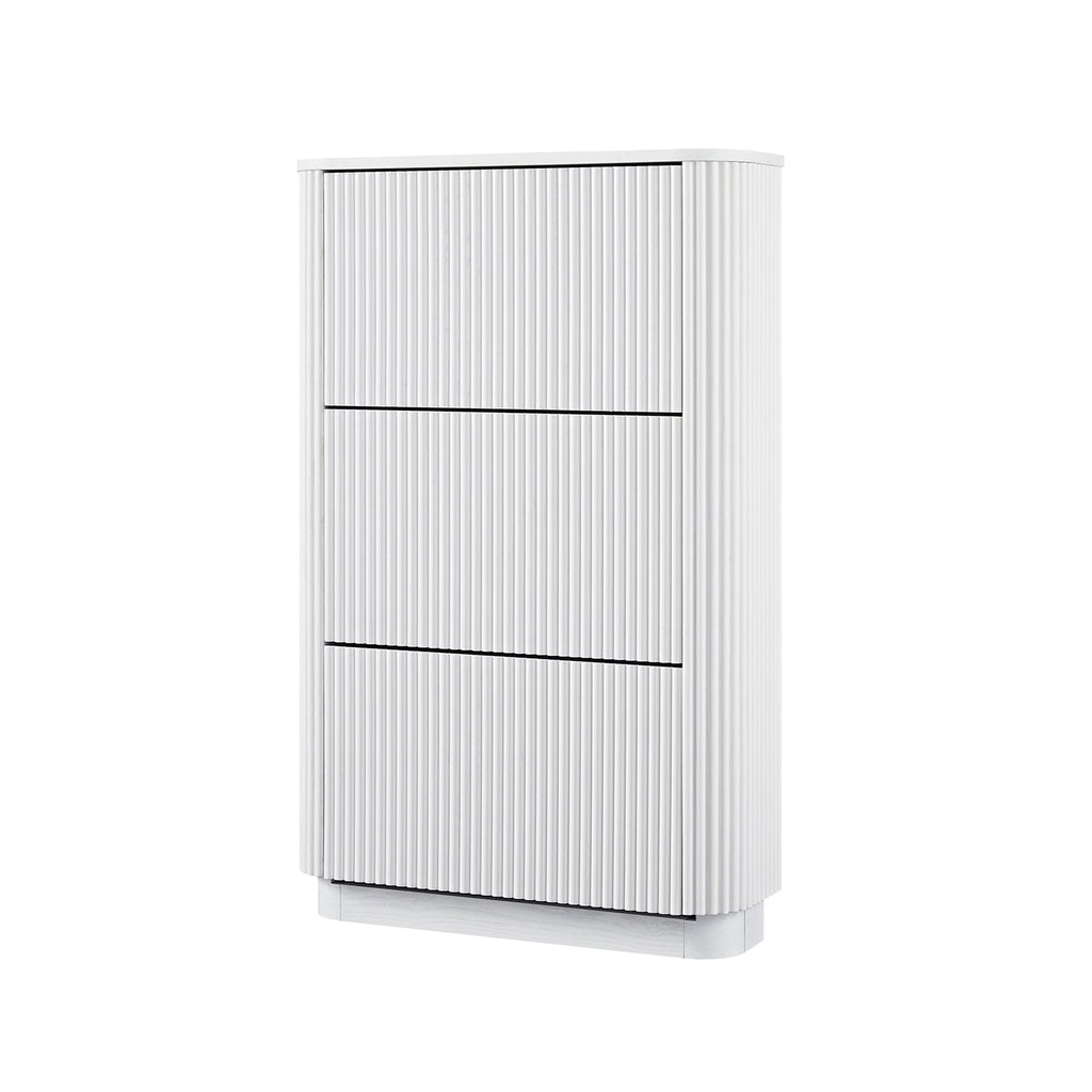 Maru 3-Door Shoe Storage Cabinet, Washed White