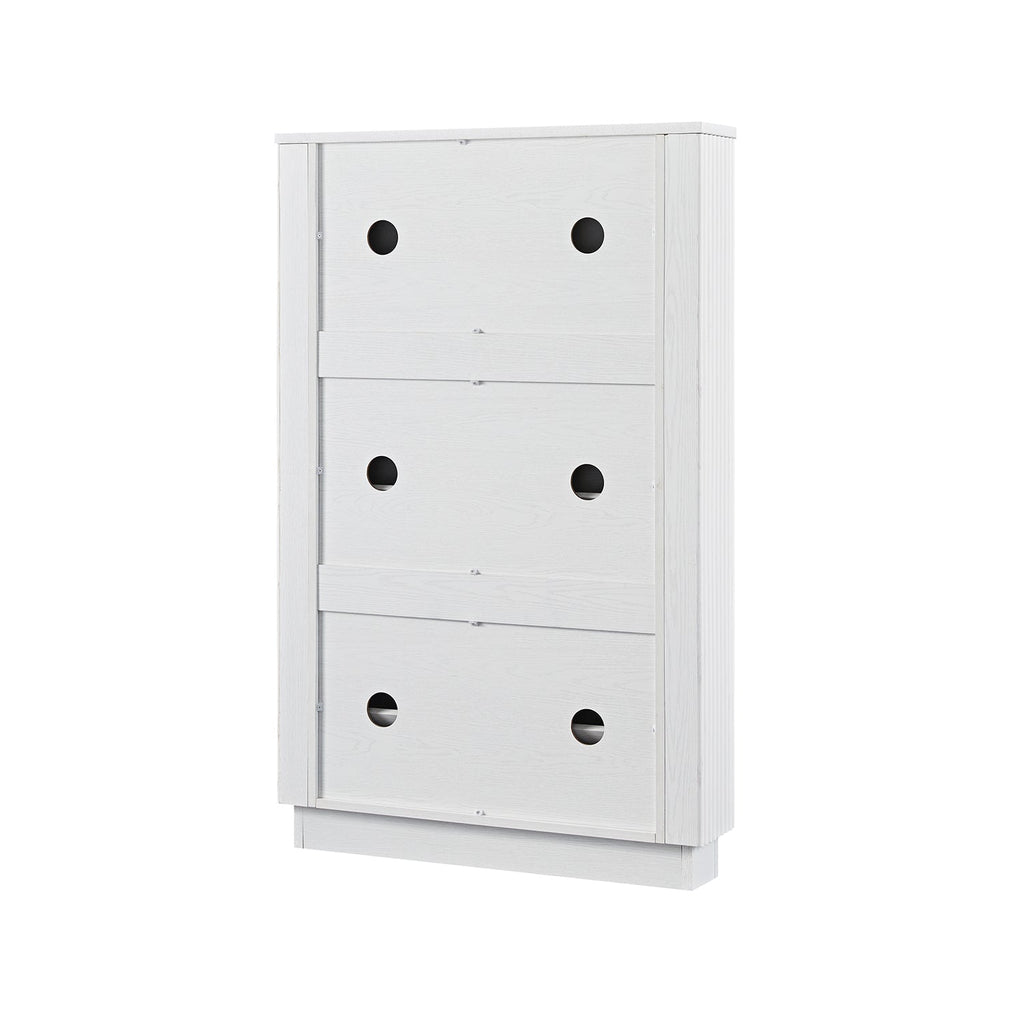 Maru 3-Door Shoe Storage Cabinet, Washed White