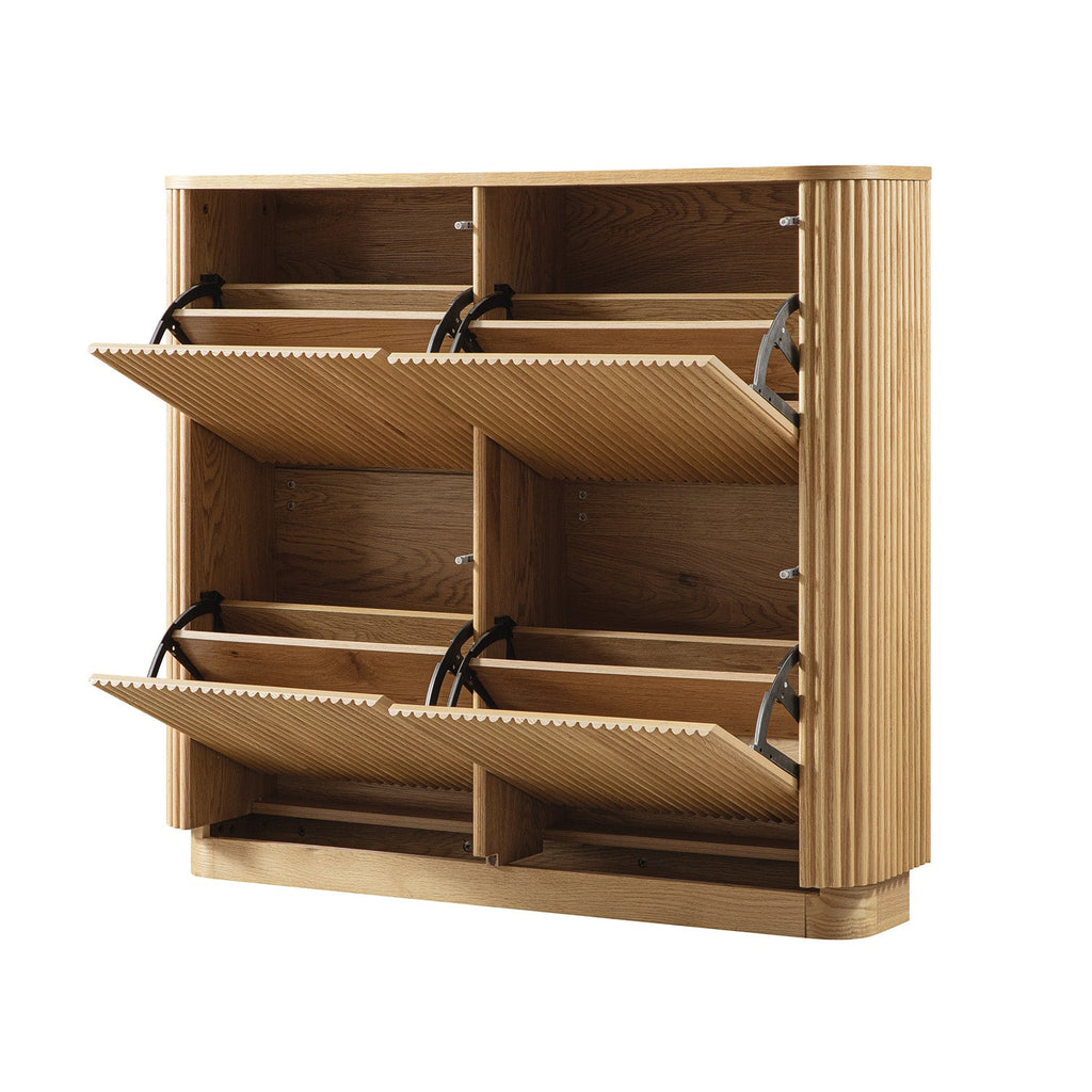 Maru 4-Door Shoe Storage Cabinet, Oak